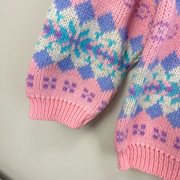 Vintage Picame Pink Fair Isle Sweater 10/12 USA - Picture 2 of 7